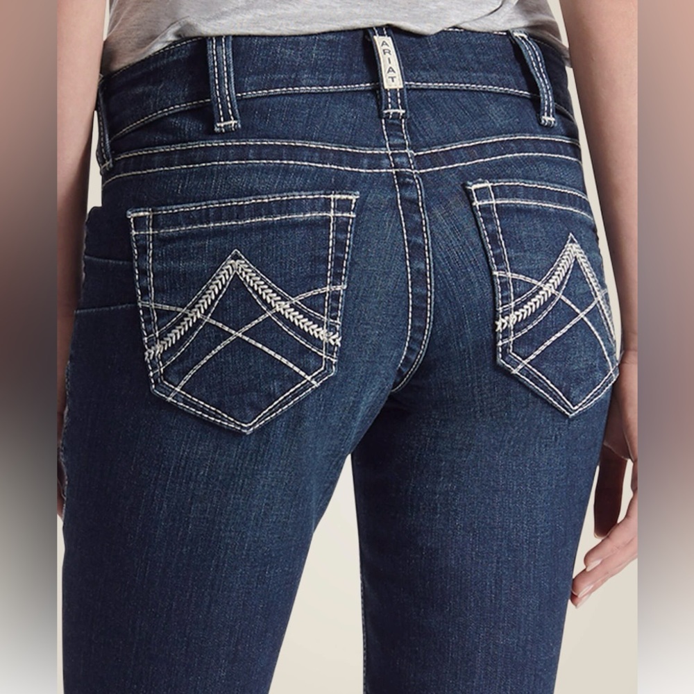 Ariat Real Mid Rise Stretch Icon Stackable Straight Leg Jeans - Picture 3 of 11